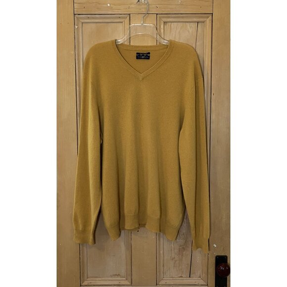 Club Room Mens Vintage Y2K 100% Cashmere V-Neck Sweater Size XXL Yellow FA EXC - Picture 2 of 8